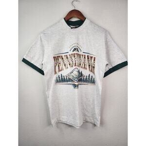 Vintage Shangri-La Shirt Pennsylvania Tribal Mountain Graphic Tee Gray 90s M